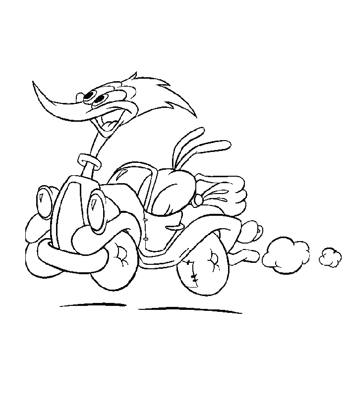 Woody Woodpecker en pleine activité sur une branche d'arbre