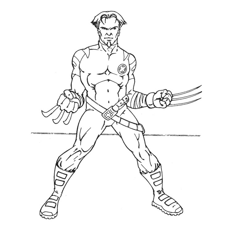 Coloriage des X-Men avec Wolverine en pleine action
