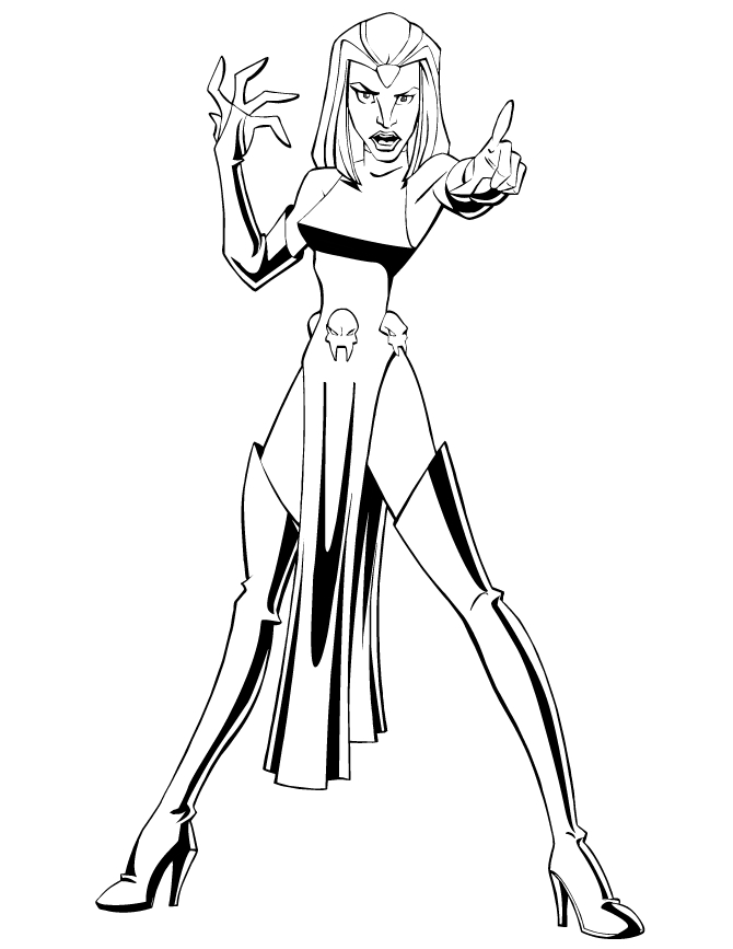 Coloriage d'un groupe de super-héros X-Men en pleine action