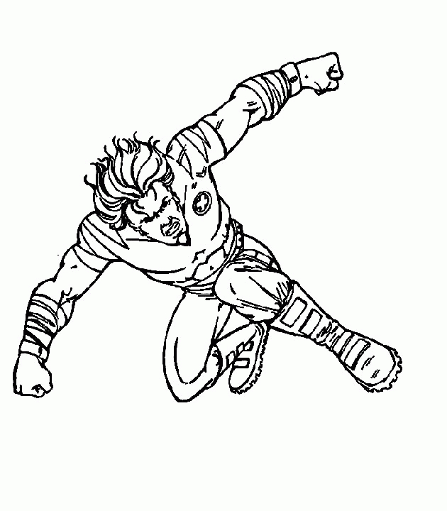 Coloriage d’un super-héros X-Men en pleine action