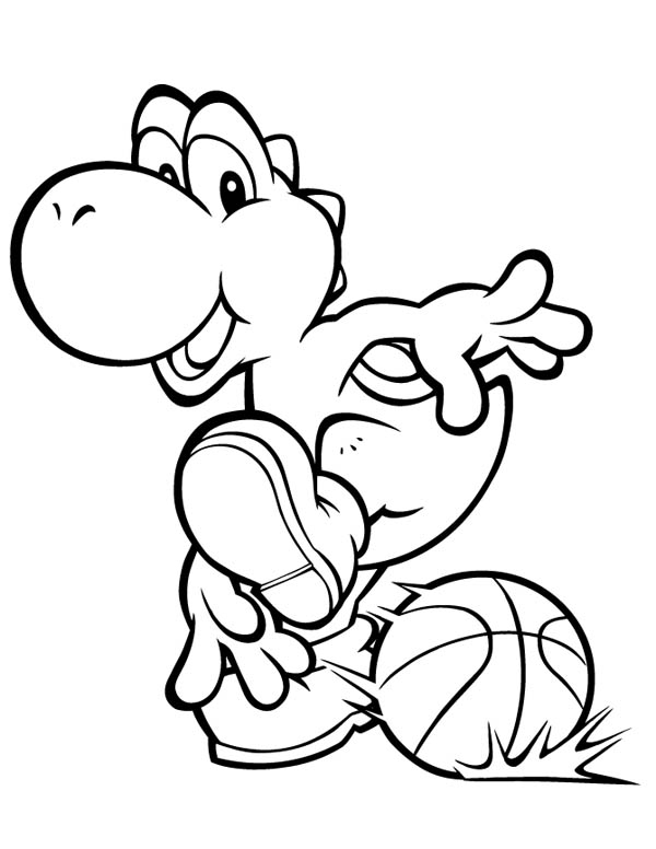 Yoshi s'apprête à sauter dans un paysage joyeux