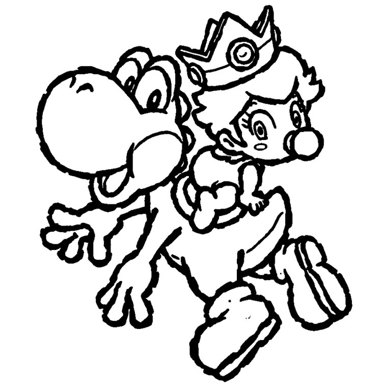 Coloriage de Yoshi en pleine aventure sur un fond simple