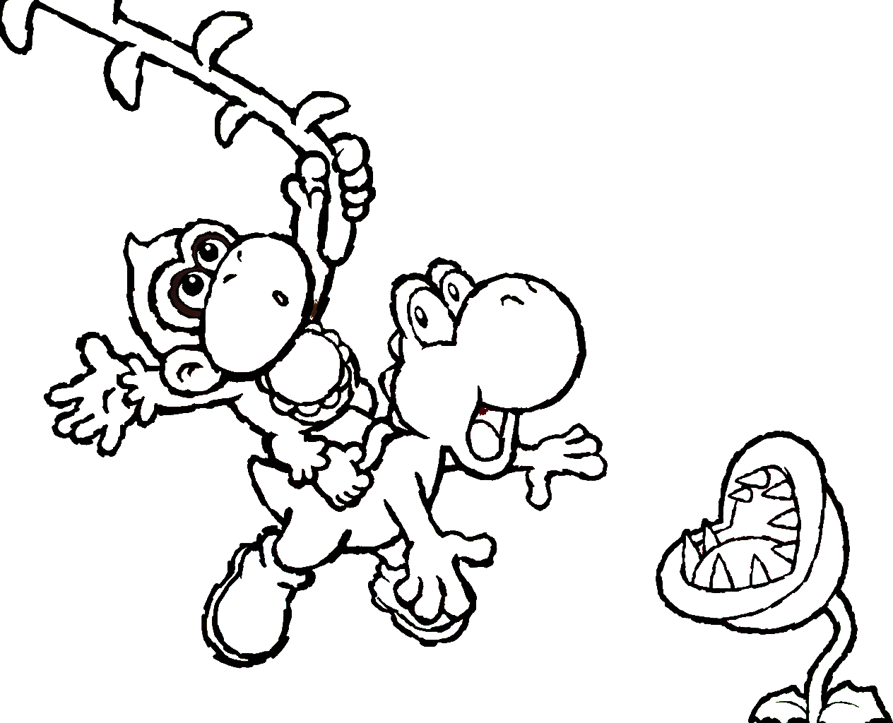 Yoshi en pleine aventure dans un paysage ludique