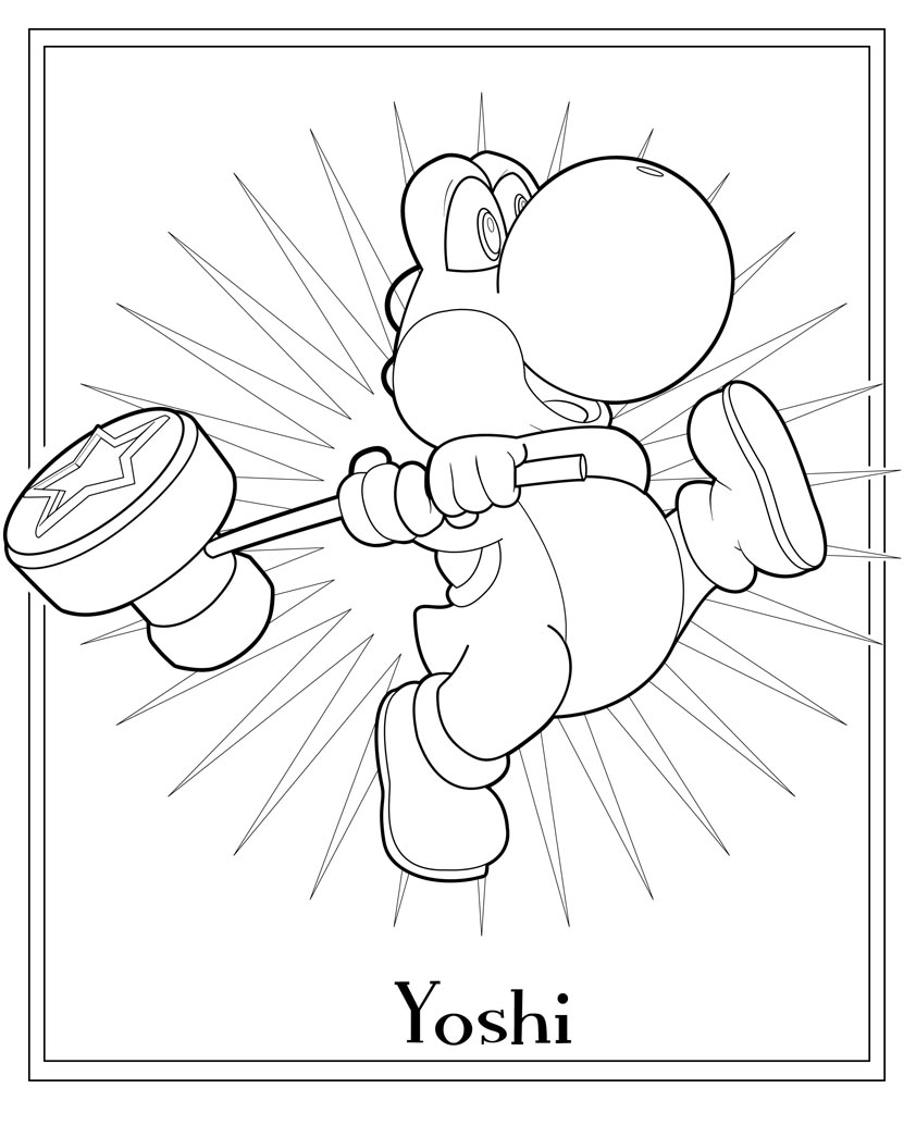 Yoshi en pleine aventure sur un fond de paysage ludique