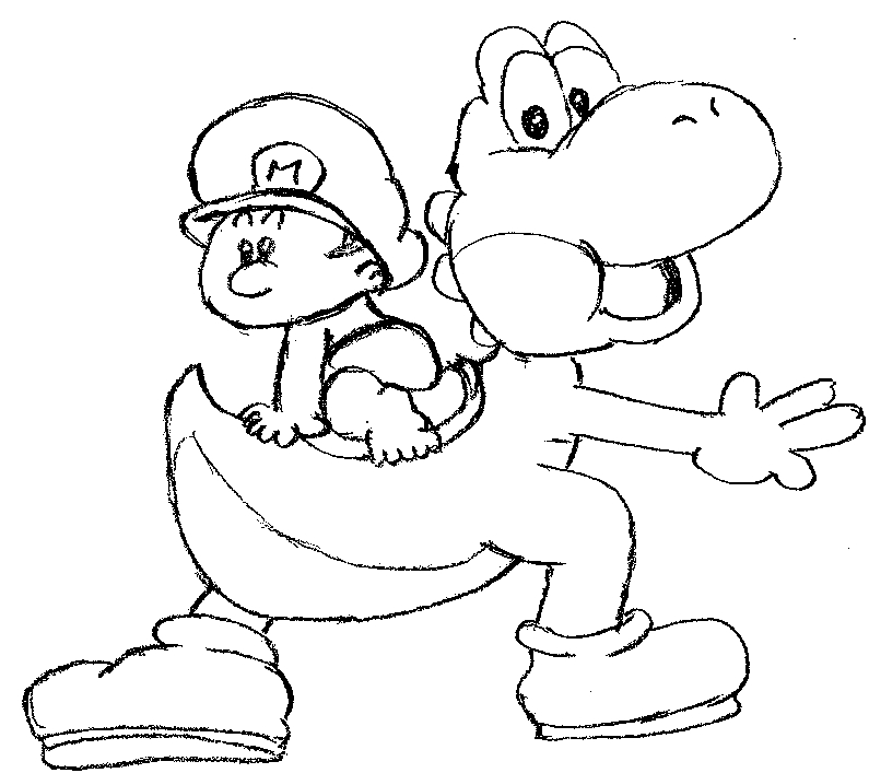 Yoshi en pleine aventure dans un paysage ludique