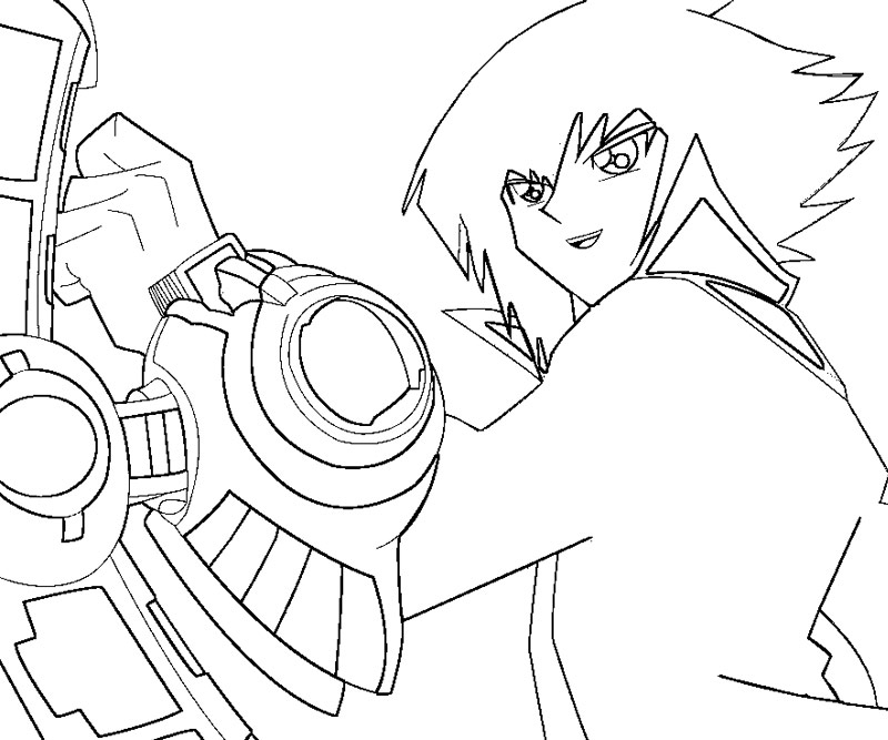 Personnage de Yu-Gi-Oh! en pleine action dans un décor dynamique