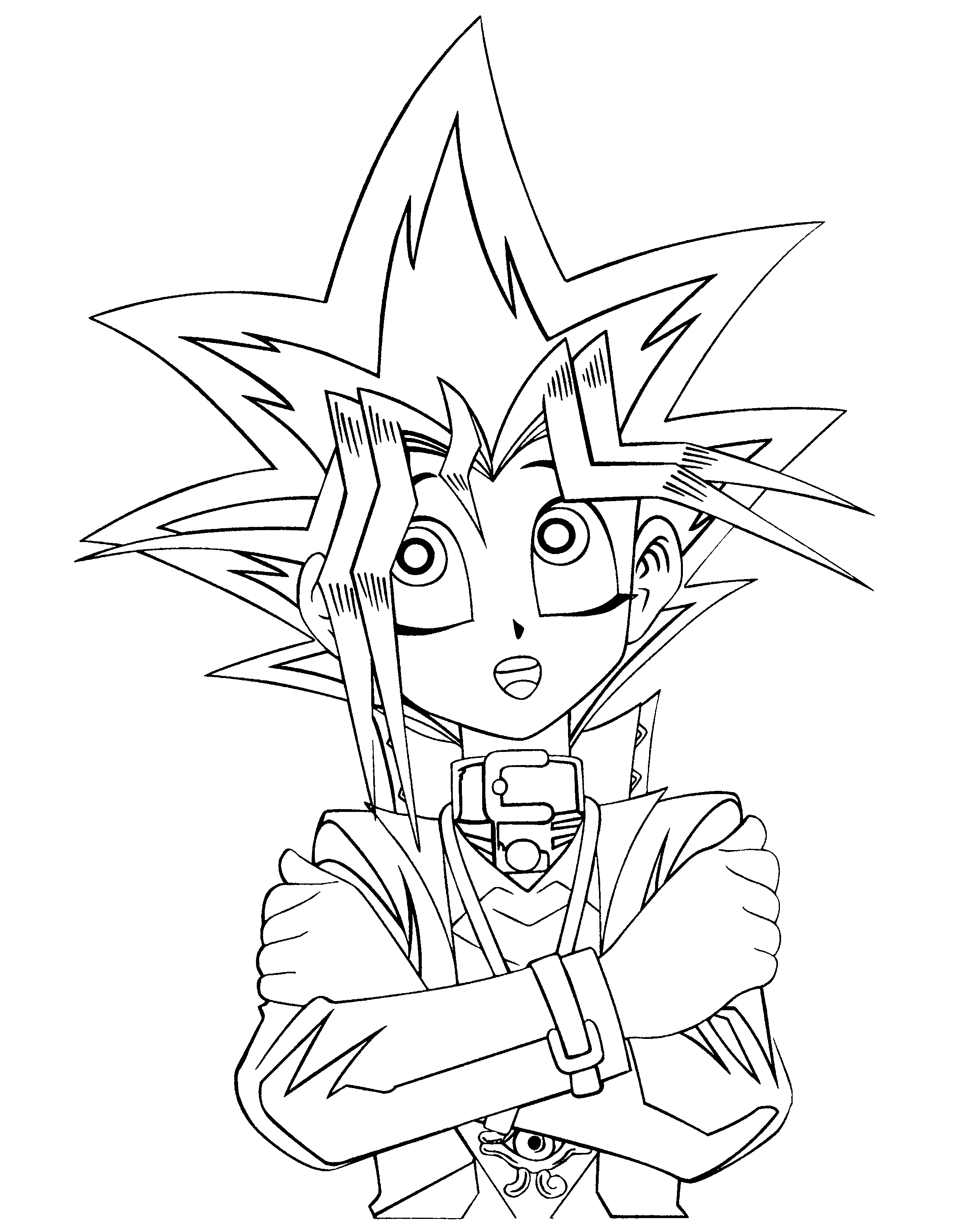 Yu-Gi-Oh! avec Yugi et ses cartes dans un décor dynamique