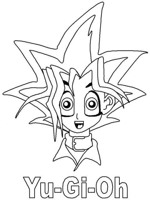 Coloriage de Yugi Muto dans un duel épique avec son monstre emblématique