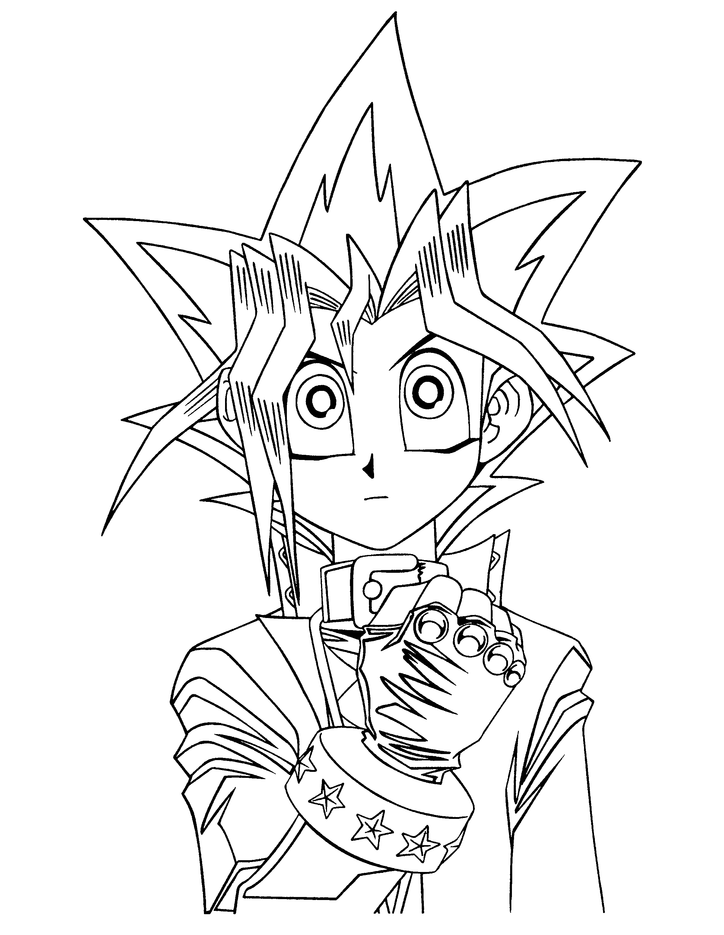 Coloriage de Yu-Gi-Oh avec des personnages emblématiques en pleine action