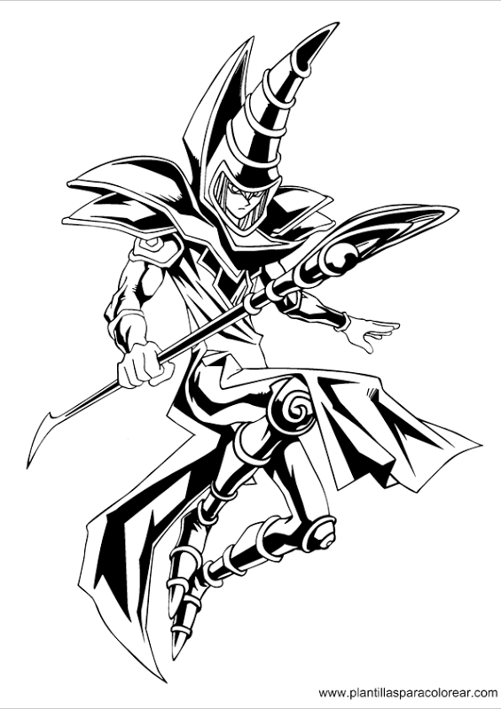 Coloriage de Yugi du jeu de cartes dans une pose dynamique