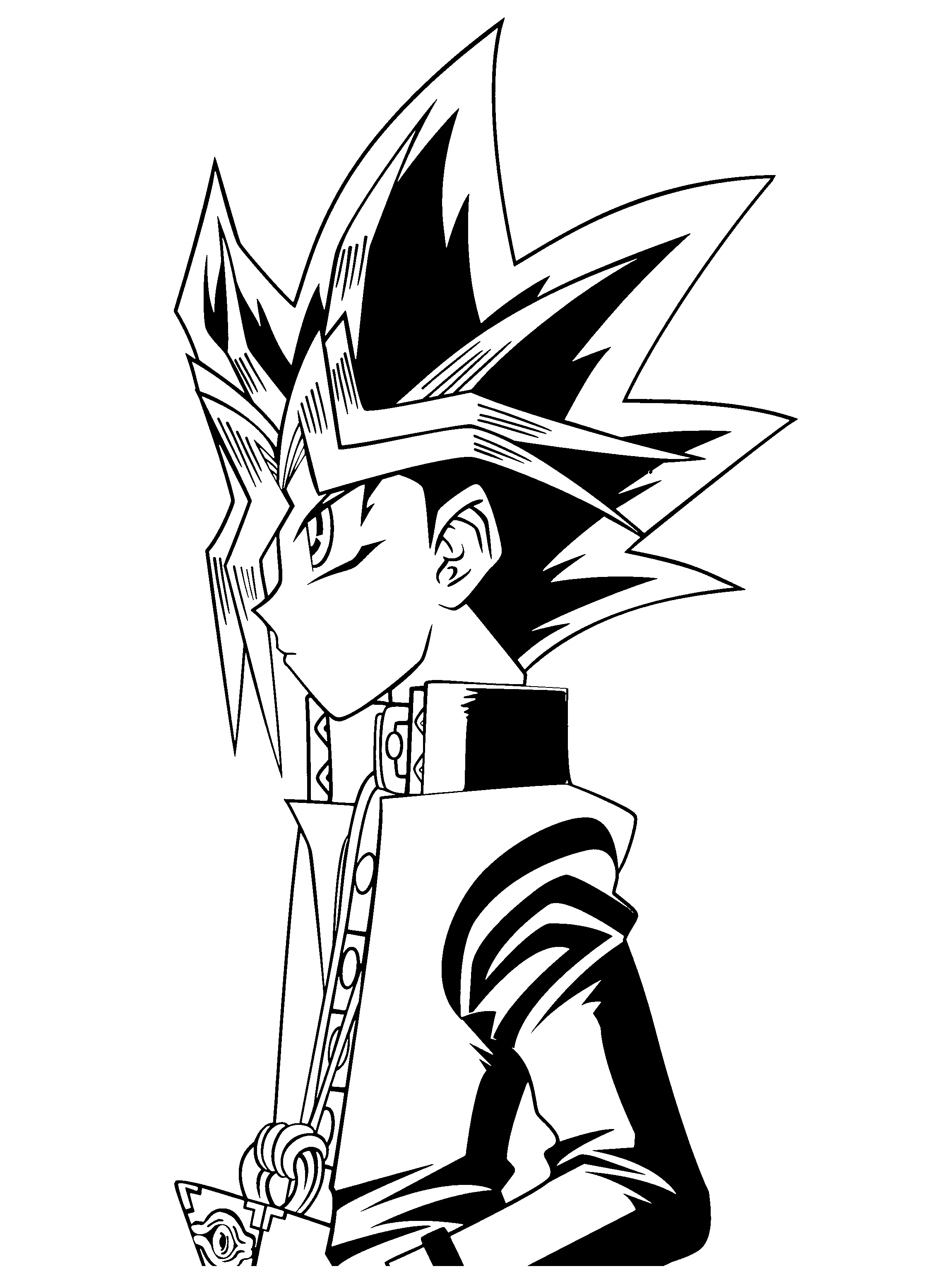 Personnage de Yu-Gi-Oh! en pleine action sur fond dynamique