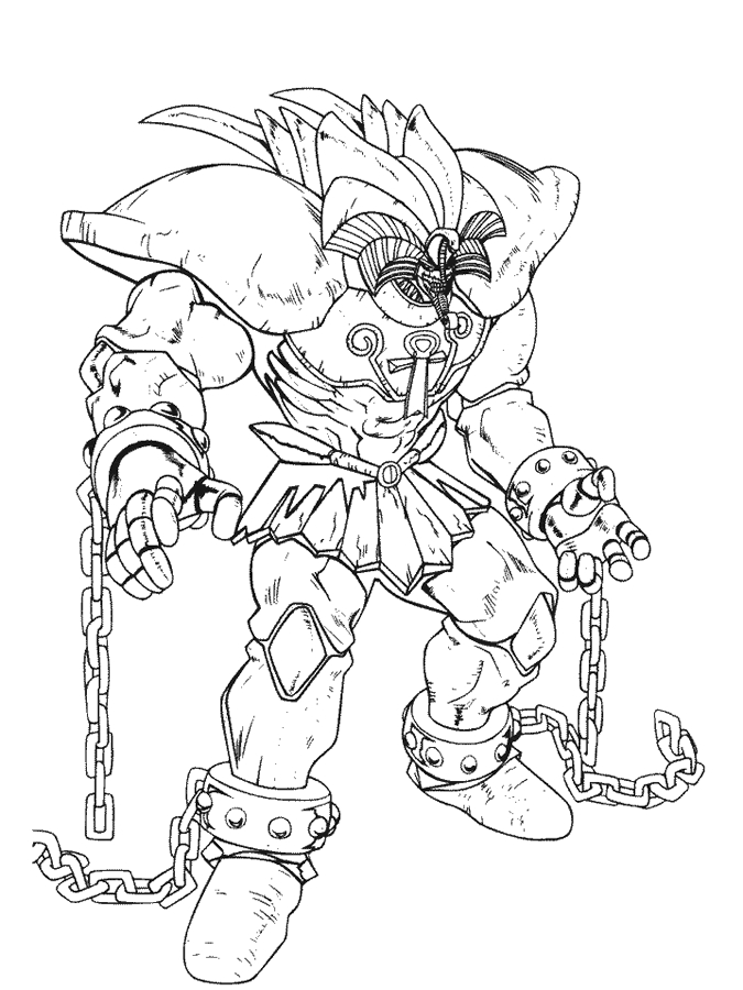 Coloriage de Yu-Gi-Oh avec des personnages emblématiques en action