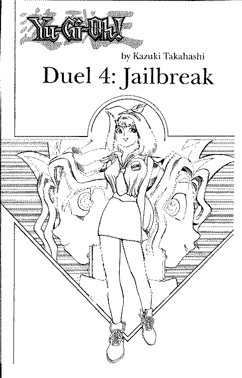 Coloriage de Yugi et ses cartes dans une ambiance de duel