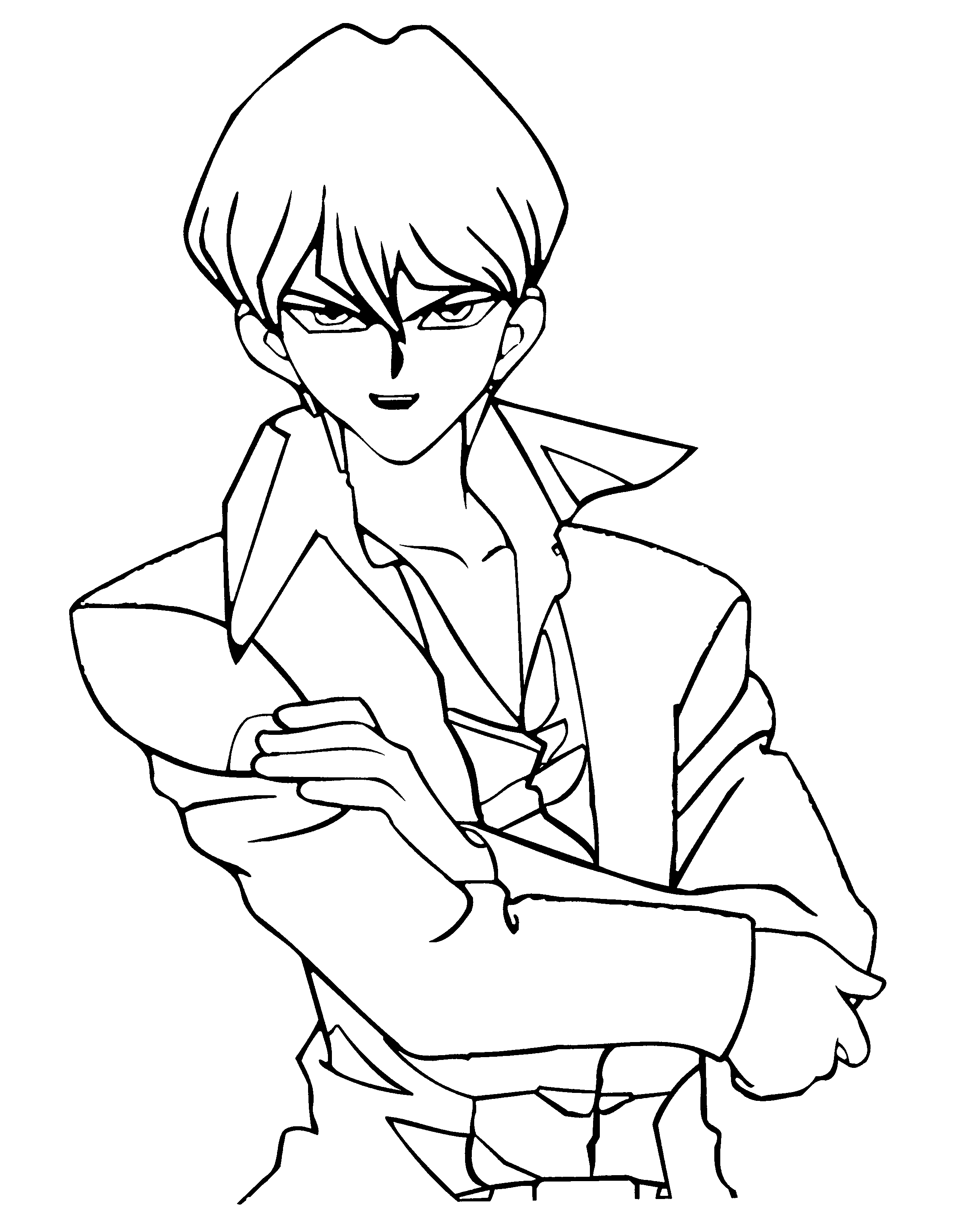 Coloriage de personnages de Yu-Gi-Oh! en pleine action