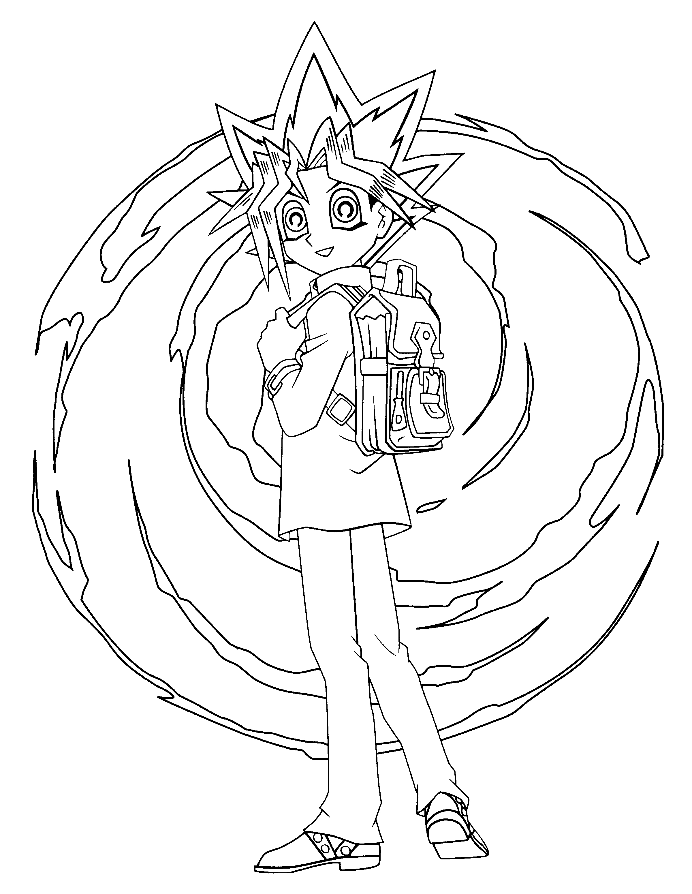 Personnages de Yu-Gi-Oh! en pleine bataille sur fond dynamique