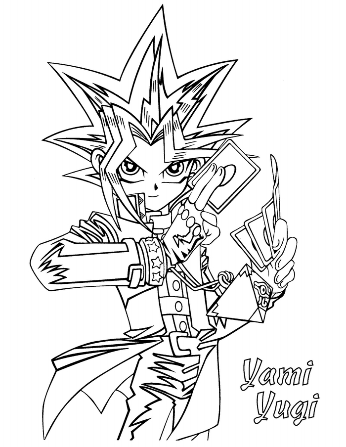 Coloriage de personnages de Yu-Gi-Oh dans une scène dynamique
