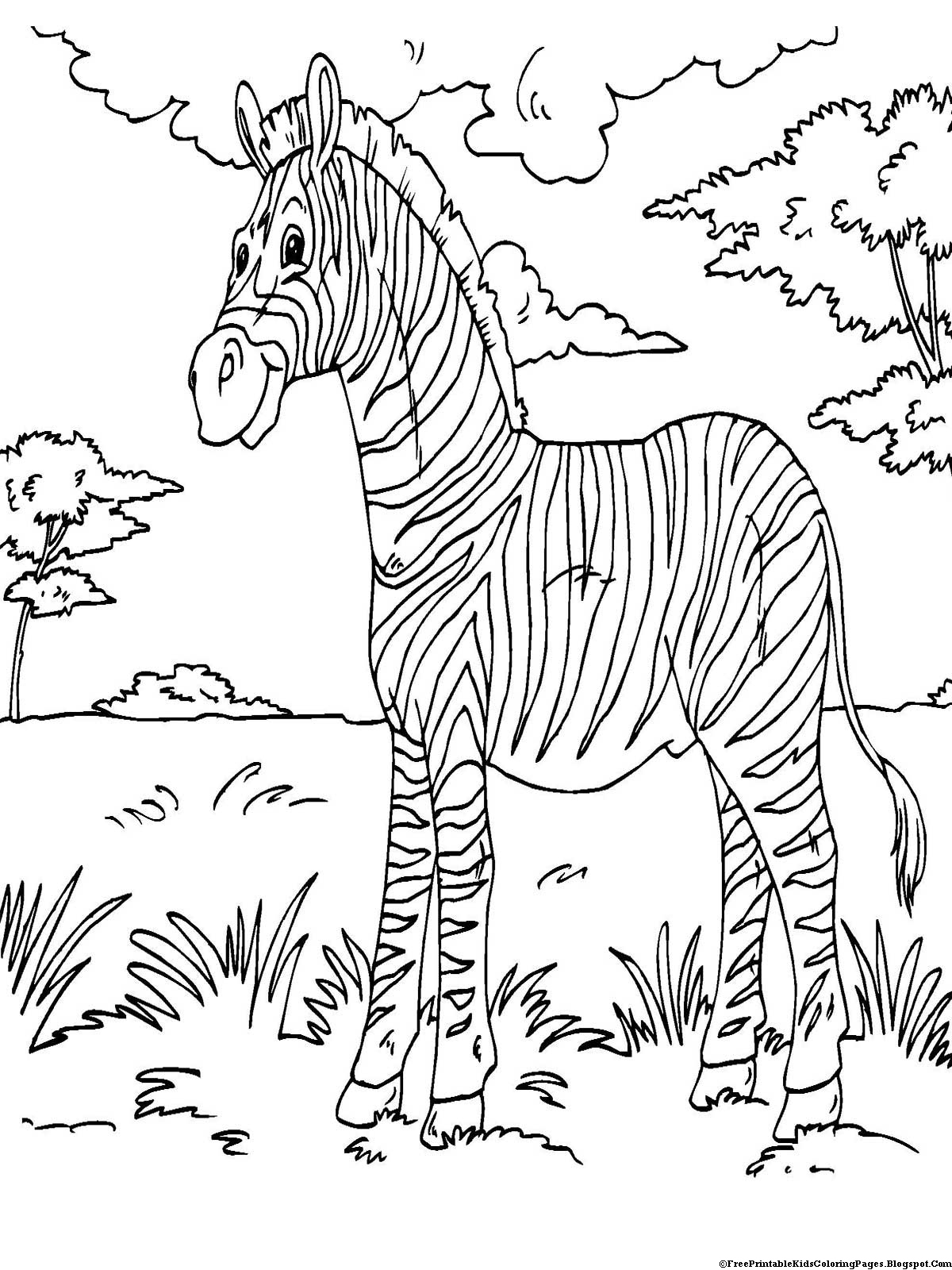 Coloriage d'une zèbre en pleine nature