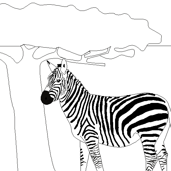 Coloriage d'un zèbre dans son habitat naturel