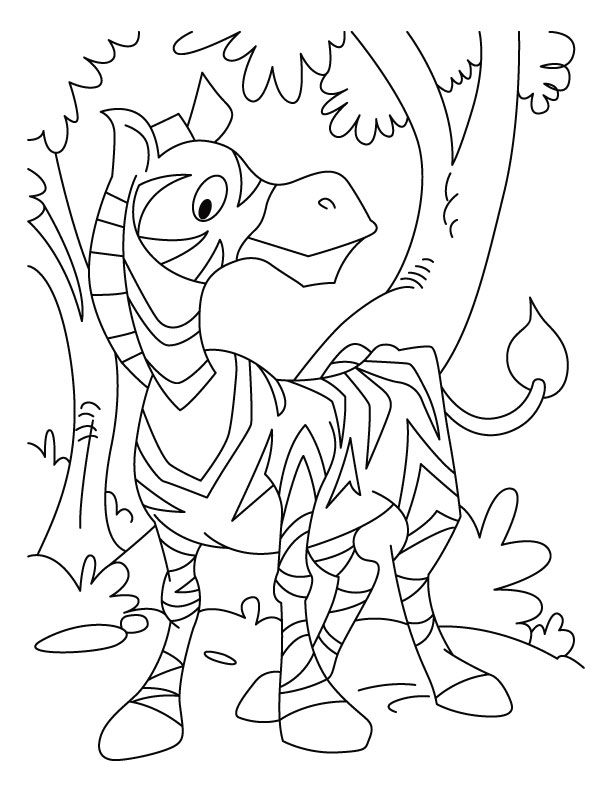 Coloriage d'une zèbre paisible dans son habitat naturel