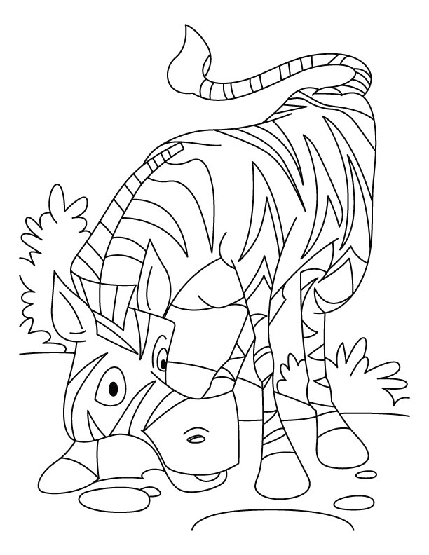 Coloriage d'un zèbre se tenant debout dans la savane