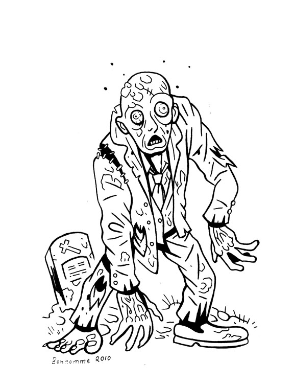Zombie déambulant dans un décor urbain sombre