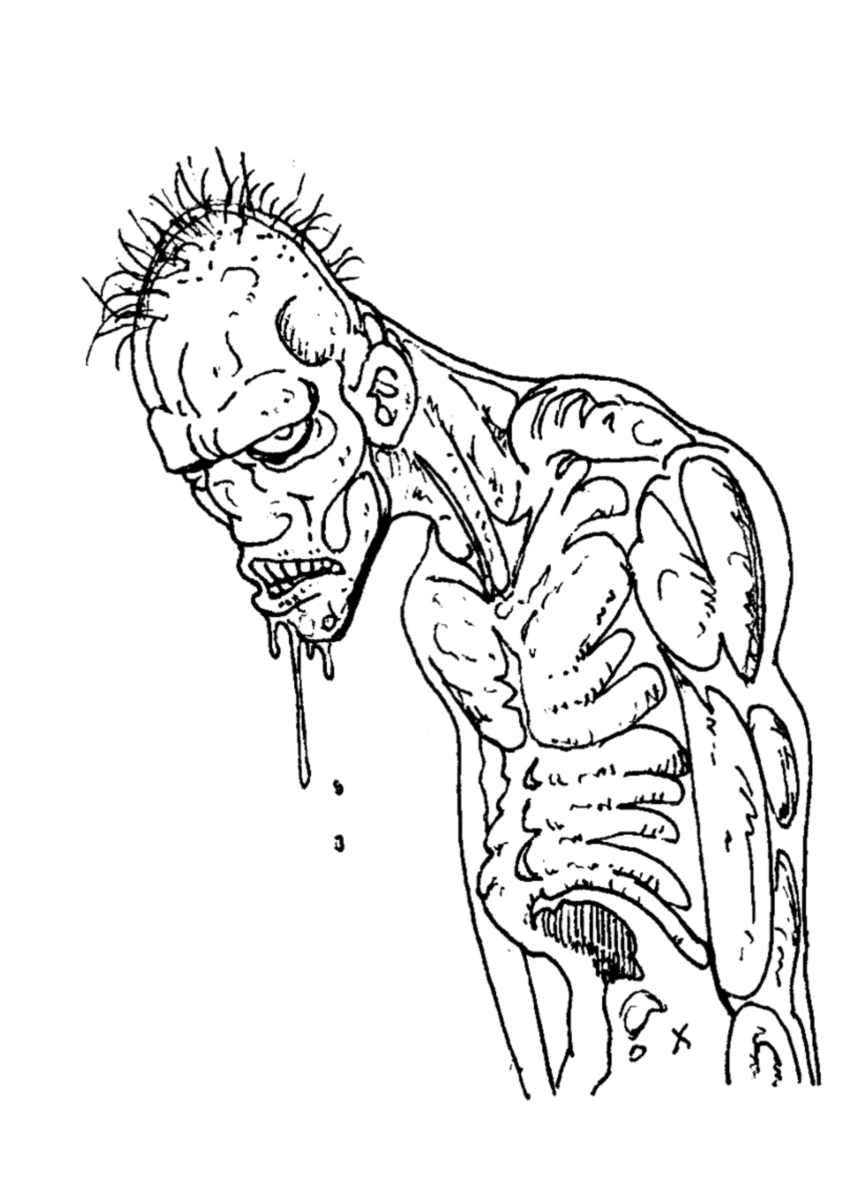 Zombie en pleine marche dans un décor de nuit Zombie en pleine marche dans un décor de nuit