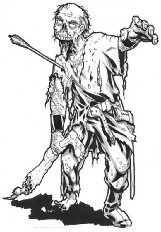 Un zombie en pleine marche dans un décor urbain Un zombie en pleine marche dans un décor urbain