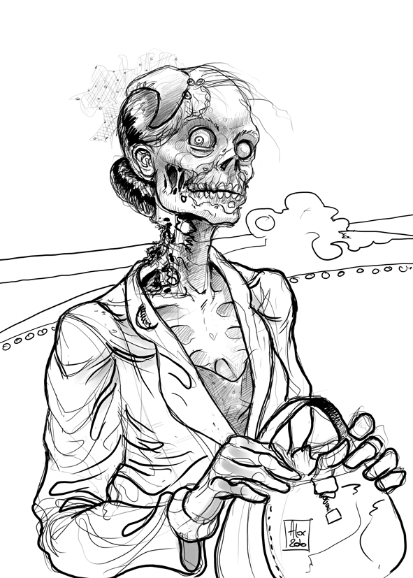 Un zombie amusant s'aventure dans un décor mystérieux Un zombie amusant s'aventure dans un décor mystérieux