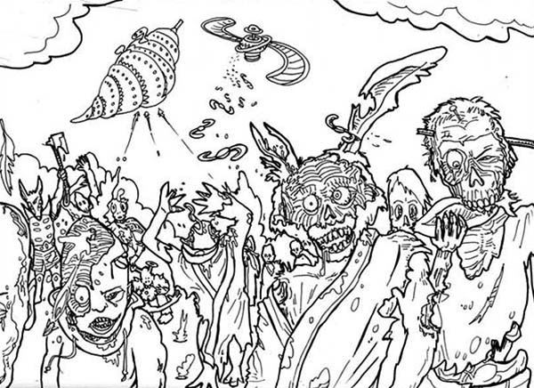 Un zombie espiègle dans un décor de nuit