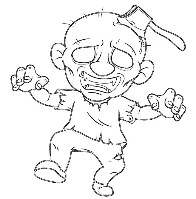 Un zombie amusant dans une scène de coloriage