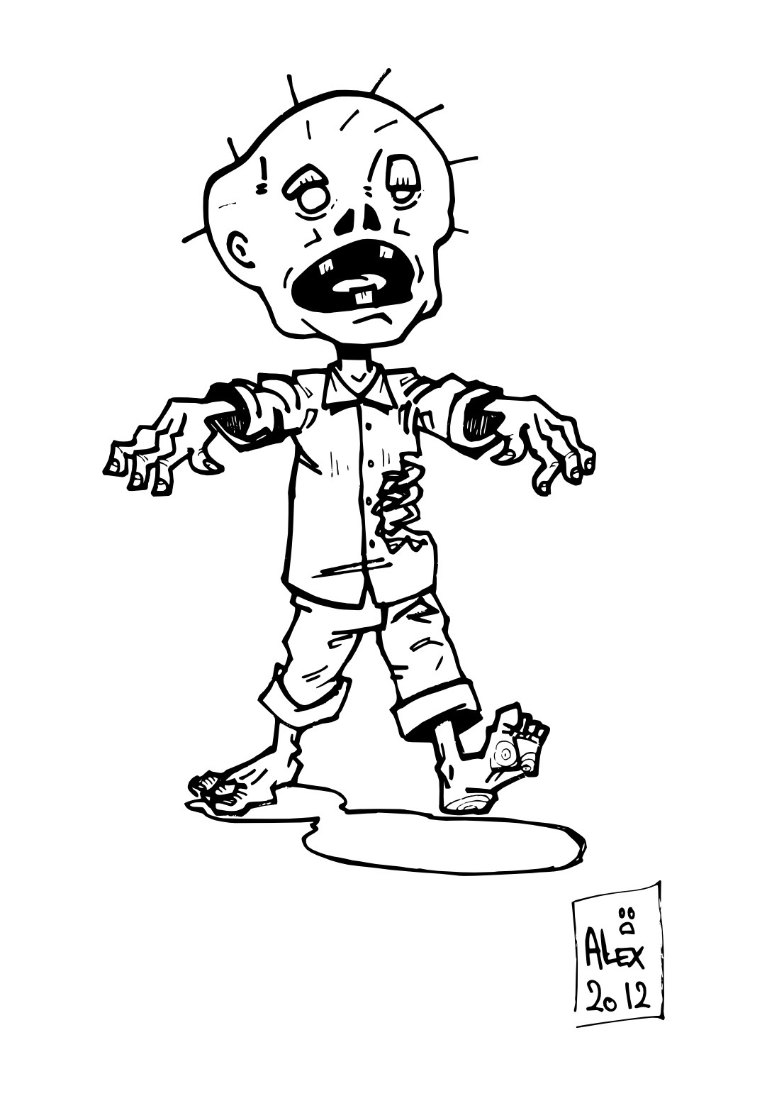 Un zombie amusant avec un décor de nuit mystérieux