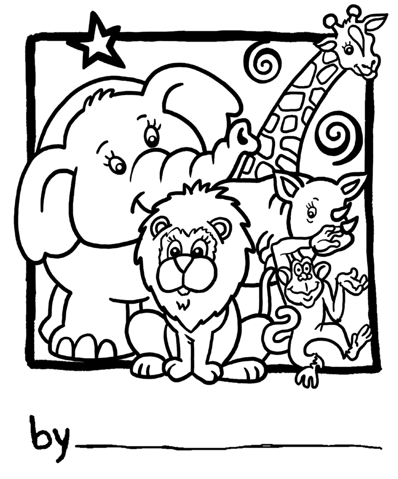 Coloriage d’animaux au zoo avec des éléments naturels
