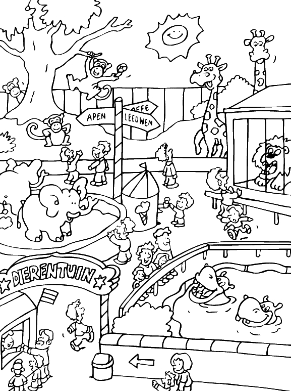 Animaux du zoo se reposant dans leur enclos