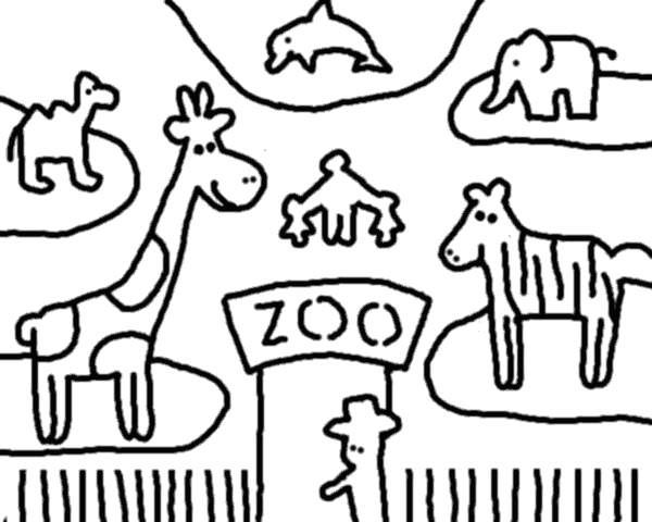 Scène de zoo avec animaux et décor naturel