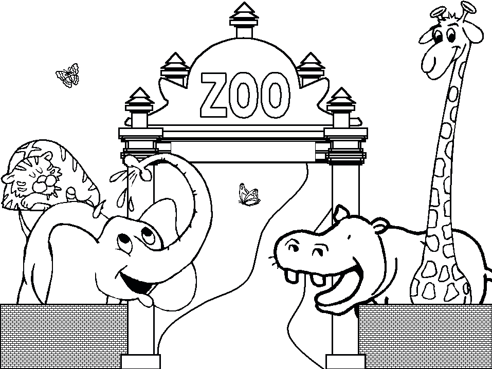 Coloriage d'animaux du zoo en pleine activité
