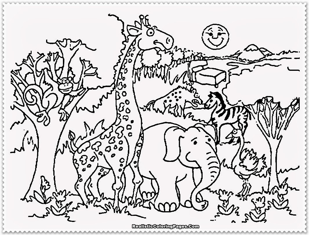 Scène de zoo avec un éléphant, un lion et un décor naturel