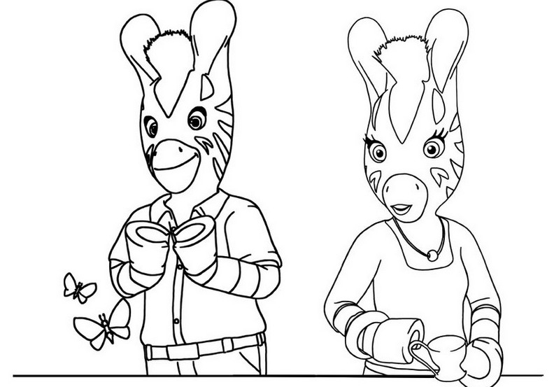 Zou en pleine activité de coloriage avec son ami